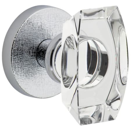 Viaggio Motivo Solid Brass Non-Turning One-Sided Dummy Door Knob with Stella Crystal Knob and Circolo Linen Rosette Bright Chrome