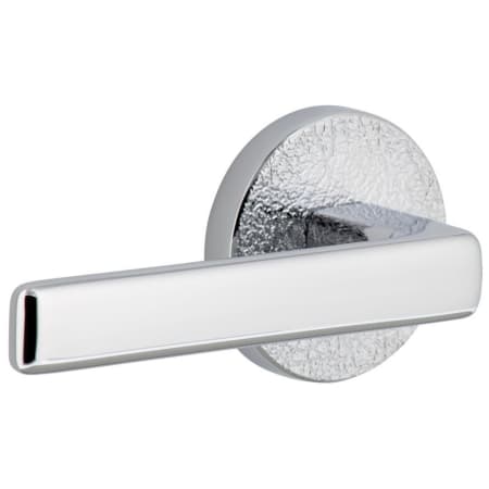 Viaggio Motivo Left Handed Solid Brass Non-Turning One-Sided Dummy Door Lever with Lusso Lever and Circolo Leather Rosette Bright Chrome