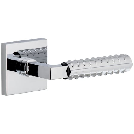 Viaggio Quadrato Right Handed Solid Brass Non-Turning One-Sided Dummy Door Lever with Contempo Rebar Lever and Quadrato Backplate Bright Chrome