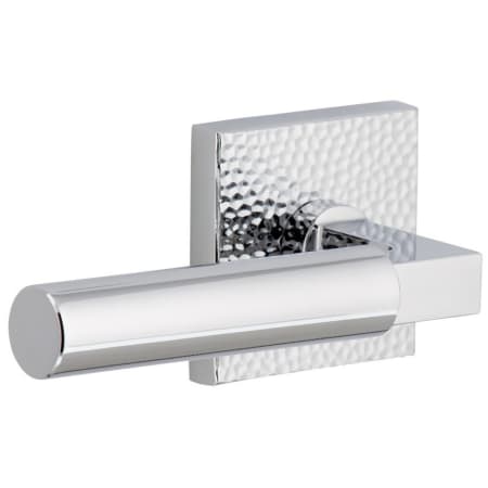 Viaggio Quadrato Hammered Left Handed Solid Brass Non-Turning One-Sided Dummy Door Lever with Contempo Lever and Quadrato Hammered Backplate Bright Chrome