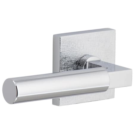 Viaggio Motivo Left Handed Solid Brass Non-Turning One-Sided Dummy Door Lever with Contempo Lever and Quadrato Linen Backplate Bright Chrome