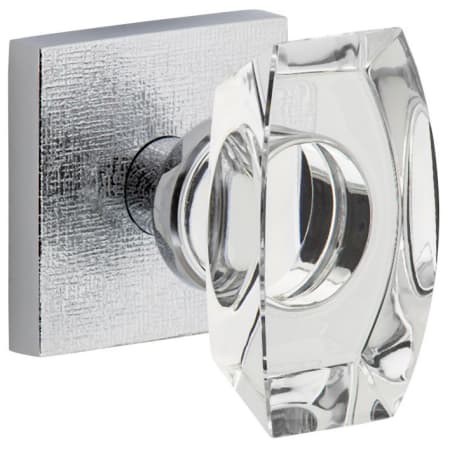 Viaggio Motivo Solid Brass Non-Turning Two-Sided Dummy Door Knob Set with Stella Crystal Knob and Quadrato Linen Backplate Bright Chrome