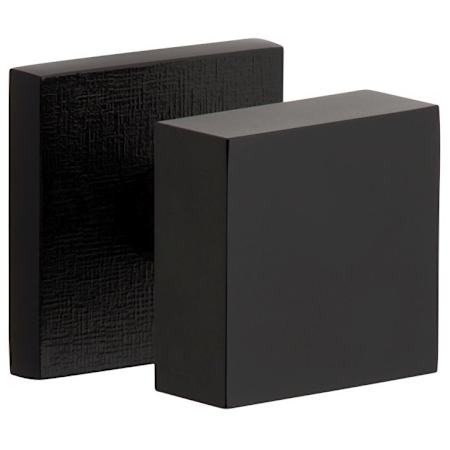 Viaggio Motivo Solid Brass Non-Turning Two-Sided Dummy Door Knob Set with Quadrato Brass Knob and Linen Backplate Satin Black