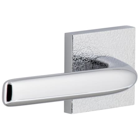 Viaggio Motivo Solid Brass Non-Turning Two-Sided Dummy Door Lever Set with Bella Lever and Quadrato Leather Backplate Bright Chrome