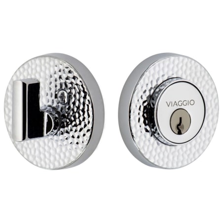 Viaggio Circolo Hammered Solid Brass Round Rosette Single Cylinder Deadbolt Bright Chrome
