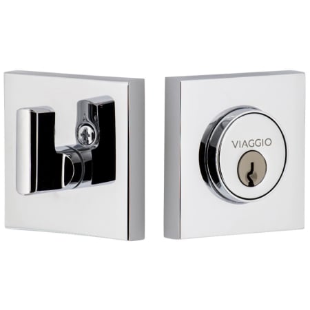 Viaggio Quadrato Solid Brass Square Backplate Single Cylinder Deadbolt Bright Chrome