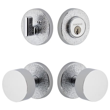 Viaggio Motivo Solid Brass Single Cylinder Keyed Entry Door Knob Set and Deadbolt Combo Pack - 2-3/8" Backset Bright Chrome