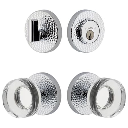 Viaggio Motivo Solid Brass Single Cylinder Keyed Entry Door Knob Set and Deadbolt Combo Pack - 2-3/8" Backset Bright Chrome
