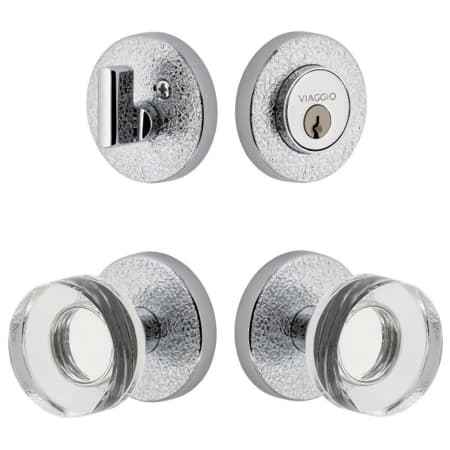 Viaggio Motivo Solid Brass Single Cylinder Keyed Entry Door Knob Set and Deadbolt Combo Pack - 2-3/8" Backset Bright Chrome
