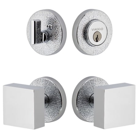 Viaggio Motivo Solid Brass Single Cylinder Keyed Entry Door Knob Set and Deadbolt Combo Pack - 2-3/8" Backset Bright Chrome