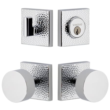 Viaggio Motivo Solid Brass Single Cylinder Keyed Entry Door Knob Set and Deadbolt Combo Pack - 2-3/8" Backset Bright Chrome