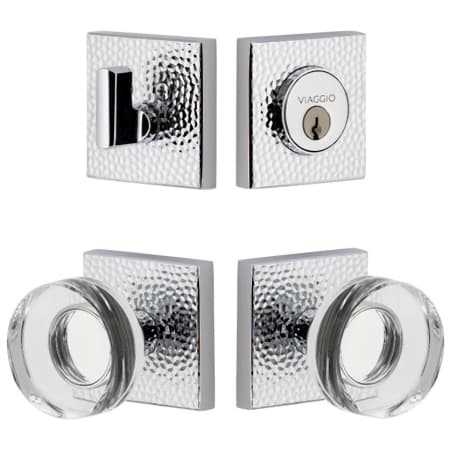 Viaggio Motivo Solid Brass Single Cylinder Keyed Entry Door Knob Set and Deadbolt Combo Pack - 2-3/8" Backset Bright Chrome