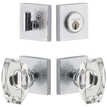 Viaggio Motivo Solid Brass Single Cylinder Keyed Entry Door Knob Set and Deadbolt Combo Pack - 2-3/8" Backset Bright Chrome