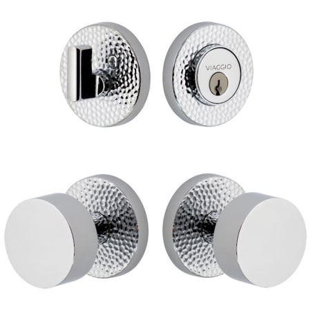 Viaggio Motivo Solid Brass Single Cylinder Keyed Entry Door Knob Set and Deadbolt Combo Pack - 2-3/4" Backset Bright Chrome