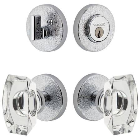Viaggio Motivo Solid Brass Single Cylinder Keyed Entry Door Knob Set and Deadbolt Combo Pack - 2-3/4" Backset Bright Chrome