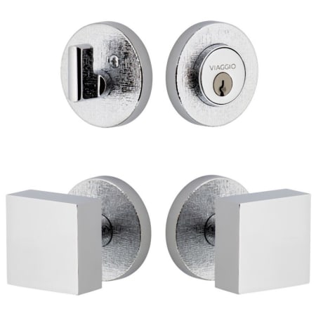 Viaggio Motivo Solid Brass Single Cylinder Keyed Entry Door Knob Set and Deadbolt Combo Pack - 2-3/4" Backset Bright Chrome