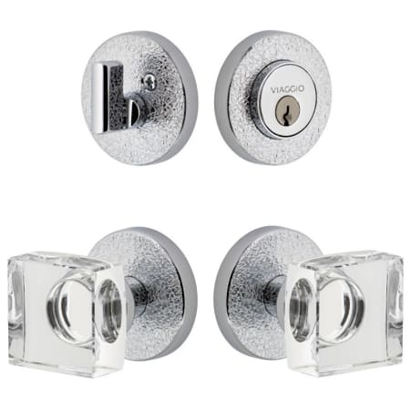 Viaggio Motivo Solid Brass Single Cylinder Keyed Entry Door Knob Set and Deadbolt Combo Pack - 2-3/4" Backset Bright Chrome