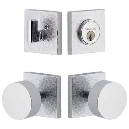 Viaggio Motivo Solid Brass Single Cylinder Keyed Entry Door Knob Set and Deadbolt Combo Pack - 2-3/4" Backset Bright Chrome