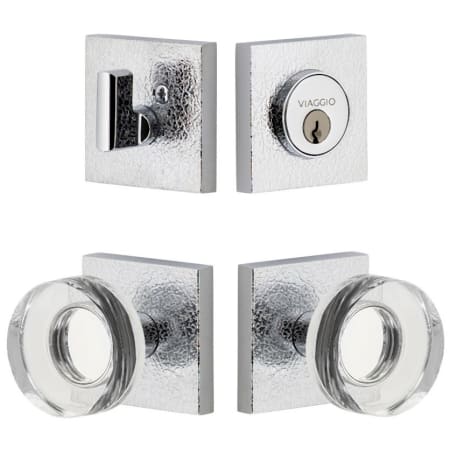 Viaggio Motivo Solid Brass Single Cylinder Keyed Entry Door Knob Set and Deadbolt Combo Pack - 2-3/4" Backset Bright Chrome