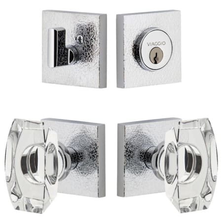 Viaggio Motivo Solid Brass Single Cylinder Keyed Entry Door Knob Set and Deadbolt Combo Pack - 2-3/4" Backset Bright Chrome