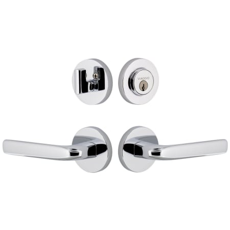 Viaggio Circolo Left Handed Solid Brass Single Cylinder Keyed Entry Door Lever Set and Deadbolt Combo Pack - 2-3/8" Backset Bright Chrome