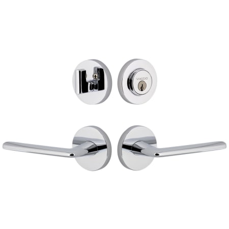 Viaggio Circolo Left Handed Solid Brass Single Cylinder Keyed Entry Door Lever Set and Deadbolt Combo Pack - 2-3/8" Backset Bright Chrome