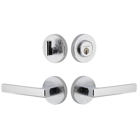 Viaggio Motivo Left Handed Solid Brass Single Cylinder Keyed Entry Door Lever Set and Deadbolt Combo Pack - 2-3/8" Backset Bright Chrome