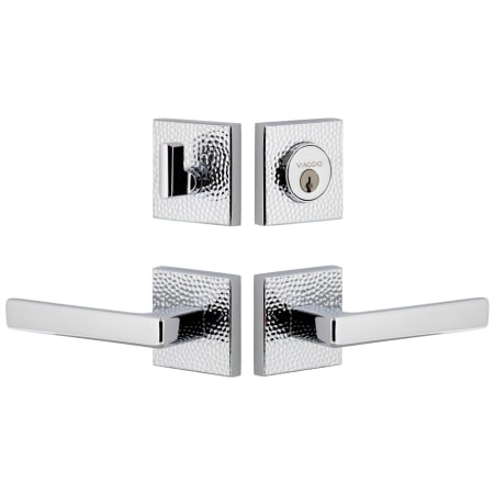 Viaggio Motivo Left Handed Solid Brass Single Cylinder Keyed Entry Door Lever Set and Deadbolt Combo Pack - 2-3/8" Backset Bright Chrome