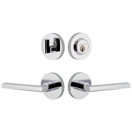 Viaggio Circolo Right Handed Solid Brass Single Cylinder Keyed Entry Door Lever Set and Deadbolt Combo Pack - 2-3/4" Backset Bright Chrome