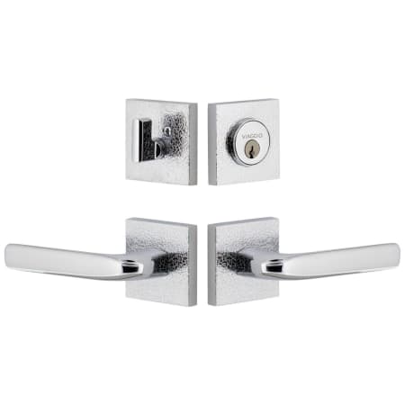 Viaggio Motivo Right Handed Solid Brass Single Cylinder Keyed Entry Door Lever Set and Deadbolt Combo Pack - 2-3/4" Backset Bright Chrome
