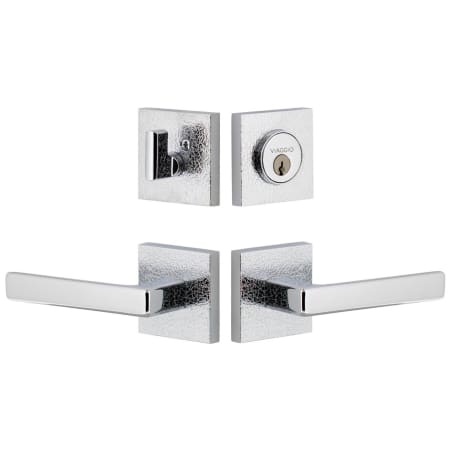 Viaggio Motivo Right Handed Solid Brass Single Cylinder Keyed Entry Door Lever Set and Deadbolt Combo Pack - 2-3/4" Backset Bright Chrome