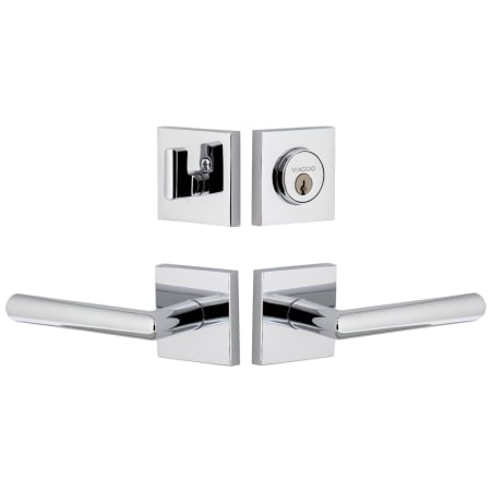 Viaggio Quadrato Right Handed Solid Brass Single Cylinder Keyed Entry Door Lever Set and Deadbolt Combo Pack - 2-3/4" Backset Bright Chrome