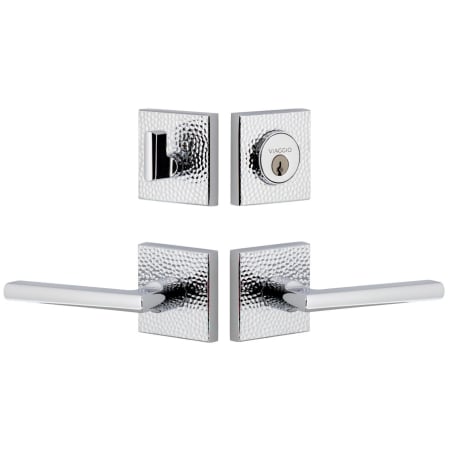 Viaggio Motivo Left Handed Solid Brass Single Cylinder Keyed Entry Door Lever Set and Deadbolt Combo Pack - 2-3/4" Backset Bright Chrome