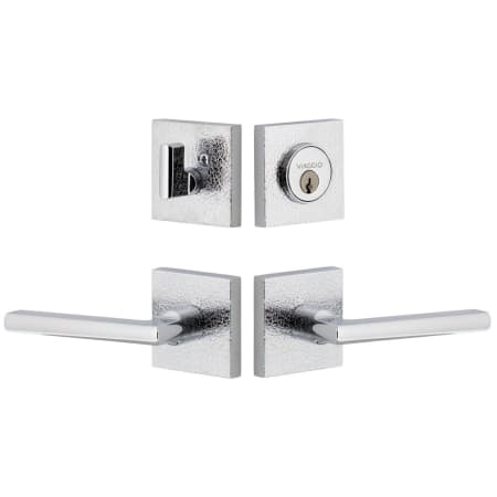 Viaggio Motivo Left Handed Solid Brass Single Cylinder Keyed Entry Door Lever Set and Deadbolt Combo Pack - 2-3/4" Backset Bright Chrome