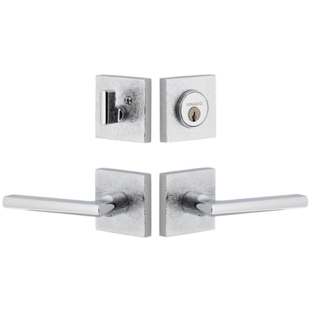 Viaggio Motivo Right Handed Solid Brass Single Cylinder Keyed Entry Door Lever Set and Deadbolt Combo Pack - 2-3/4" Backset Bright Chrome