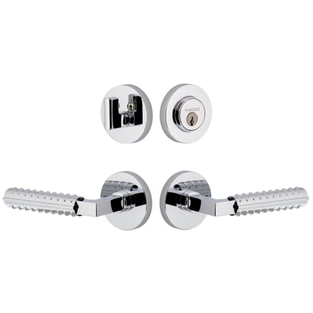 Viaggio Circolo Left Handed Solid Brass Single Cylinder Keyed Entry Door Lever Set and Deadbolt Combo Pack - 2-3/4" Backset Bright Chrome