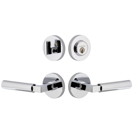Viaggio Circolo Right Handed Solid Brass Single Cylinder Keyed Entry Door Lever Set and Deadbolt Combo Pack - 2-3/4" Backset Bright Chrome