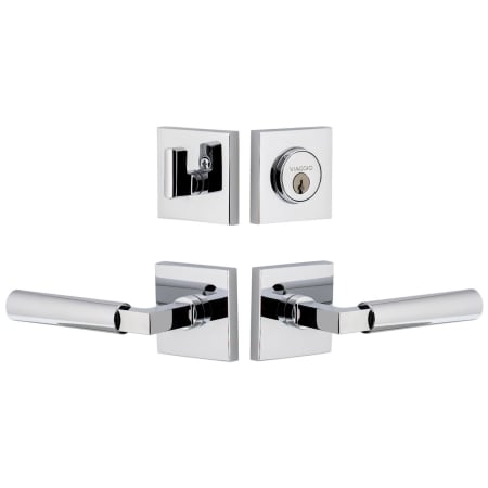 Viaggio Quadrato Left Handed Solid Brass Single Cylinder Keyed Entry Door Lever Set and Deadbolt Combo Pack - 2-3/4" Backset Bright Chrome