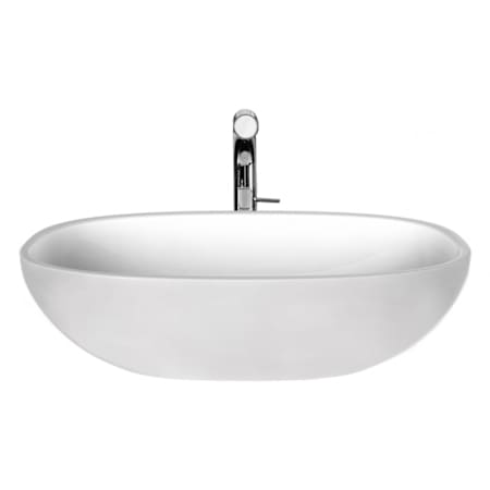 Victoria and Albert Barcelona 21-1/2" Oval Volcanic Limestone Vessel Bathroom Sink with Overflow and ENGLISHCAST White