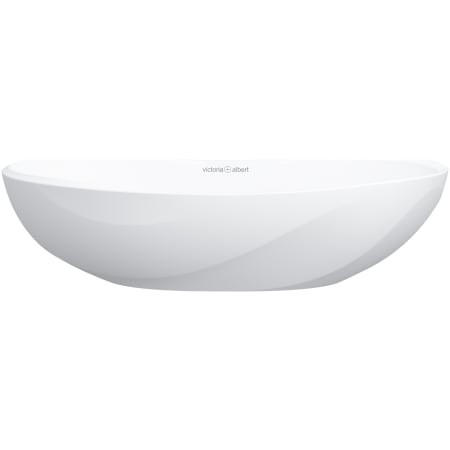 Victoria and Albert Seros 21-5/8" Oval Limestone Vessel Bathroom Sink with Overflow Standard Matte White