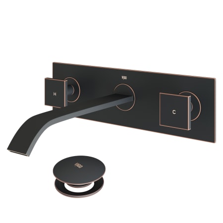 Vigo Titus 1.2 GPM 3" Double Handle Wall Mounted Widespread Bathroom Faucet Antique Rubbed Bronze
