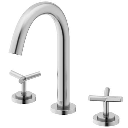 Vigo Jewel 1.2 GPM 9" H Double Handle Widespread Bathroom Faucet Brushed Nickel