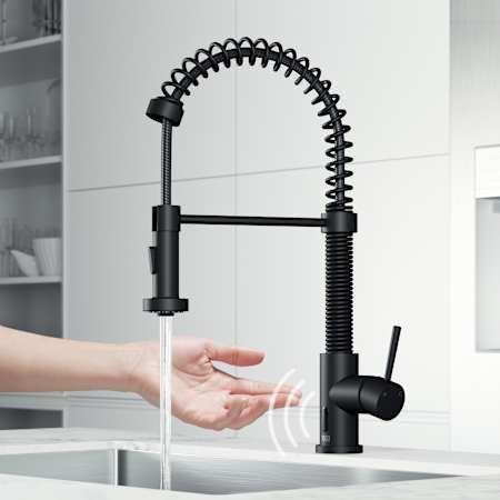 Vigo Edison 1.8 GPM 19" Single Hole Pre-Rinse Pull Down Kitchen Faucet with Touchless Sensor Matte Black