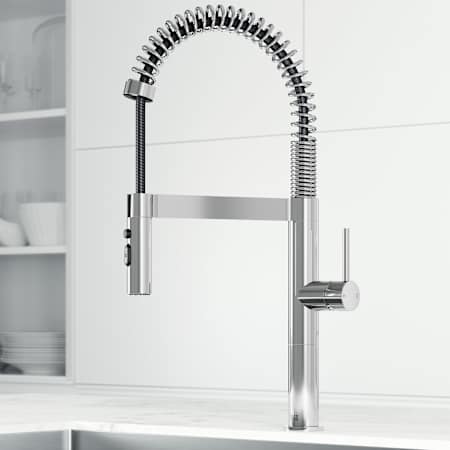 Vigo Edison 1.8 GPM 20" H Single Handle Single Hole Pre-Rinse Pull Down Kitchen Faucet Chrome