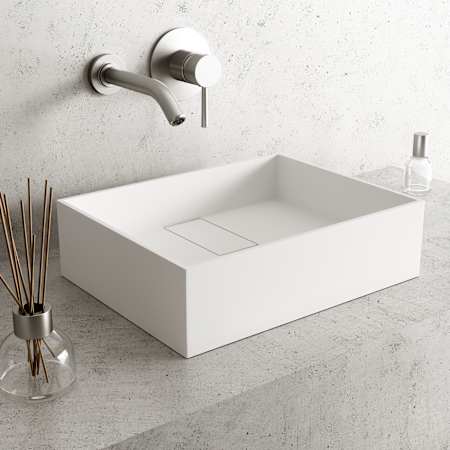 Vigo Bryant 17" L x 13" W x 5" H Rectangular Stone Composite Vessel Bathroom Sink Matte White