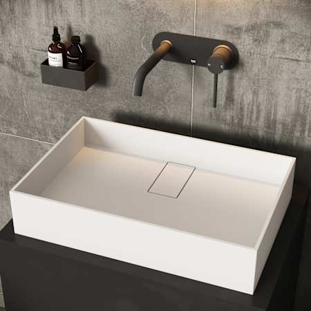 Vigo Bryant 23" L x 15" W x 5" H Rectangular Stone Composite Vessel Bathroom Sink Matte White