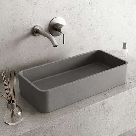 Vigo Palazzo Gothic 24" L x 11" W x 5" H Rectangular Concrete Vessel Bathroom Sink Gray