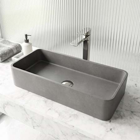 Vigo Palazzo Gothic 24" L x 11" W x 5" H Rectangular Concrete Vessel Bathroom Sink Gray