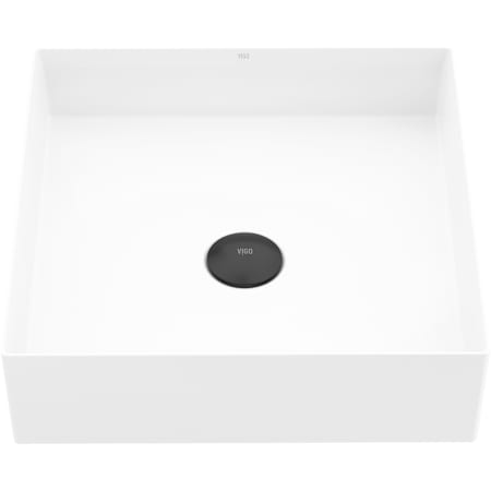 Vigo UltraThin 16" Square Stone Composite Vessel Bathroom Sink Matte White