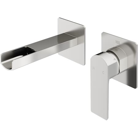 Vigo Atticus 1.2 GPM 5" Single Handle Wall Mounted Widespread Bathroom Faucet Brushed Nickel